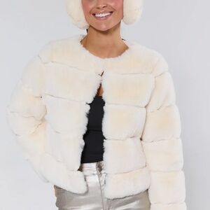 Avara Ivory Faux Fur Crop Jacket